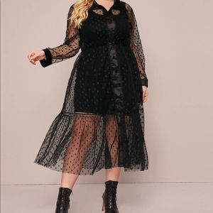 Plus Poka dots Mesh Dress (without tank dress)